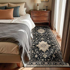 Area Rugs 3'x8' Runner Rug Non Slip Washable for Kitchen Hallway Bedroom Beside Laundry Room Bathroom Rug, Floor Carpet, Black Brown Neutral Dark Tan
