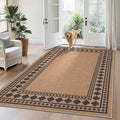 GarveeHome Solid Bordered Easy Jute Rug 5x7 Washable Jute Rugs for Living Room Patio Farmhouse Indoor Outdoor Rug Non Slip Non-Shedding Neutral Rugs for Patio Backyard Dining Room Bedroom, Brown