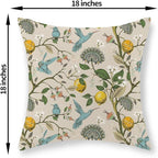 Chinoiserie Pillow Covers 18x18 Set of 2 Blue Green Bird Floral Throw Pillows Vintage Yellow Lemon Flowers Decorations Pillowcase Outdoor Chinoiserie Decor Linen Cushion Case for Couch Home
