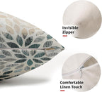 Kawani Teal Dahlia Lumbar Pillow Covers 12X20 Inch Turquoise Geometric Flower Decorative Pillow Cases Set of 2 Beige Tan Gray Floral Throw Pillows for Cushion Sofa Couch Farmhouse Outdoor