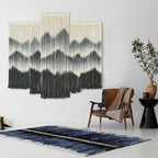 Large Macrame Wall Hanging 5Pcs Handmade Dip-Dyed Mountain Wall Decor Combination Suspension Bedroom Living Room Modern Fiber Yarn Wall Art