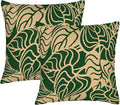 Tropical Green Plant Throw Pillow Covers 18x18 Inch Set of 2 Summer Sage Green Palm Leaves Decorative Pillow Cases Farmhouse Cushion Covers for Couch Sofa Bed Living Room Spring Home Decor