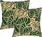 Tropical Green Plant Throw Pillow Covers 18x18 Inch Set of 2 Summer Sage Green Palm Leaves Decorative Pillow Cases Farmhouse Cushion Covers for Couch Sofa Bed Living Room Spring Home Decor