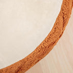 Fluffy Round Ottoman Pouf with All-in-One Foam Filling 20" x 14" Furry Ottoman Foot Rest Foot Stool for Living Room or Bedroom (Burnt Orange)