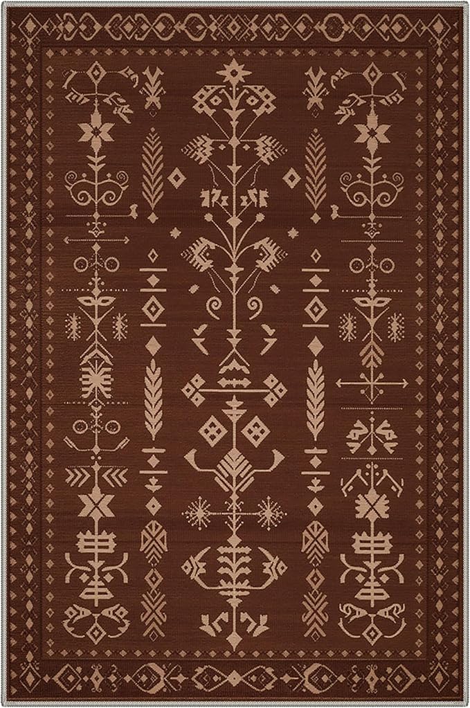 GENIMO Area Rug 2x3 Doormat, Machine Washable Low Pile Rugs, Small Retro Chenille Entryway Mat for Entrance, Hallway, Kitchen and Corridor, Coffee Brown