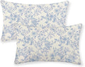 Baby Blue Pillow Covers 12x20 Inch Set of 2 Blue and Cream Floral Chinoiserie Throw Pillows Vintage Rustic Toile Flower Decorative Pillowcase Outdoor Lumbar Cushion Case for Couch Sofa Decor