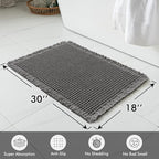 MIULEE Set of 2 Waffle Bathroom Rugs, Boho Bath Rugs Non Slip Washable, Super Absorbent Bath Mats, Ultra Soft Rubber Backed Shower Mats for Bathroom Floor, Tub and Shower, Dark Grey, 18x30 Inch