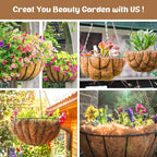Legigo 3 Pack 20 Inch Hanging Basket Coco Liners Replacement, 100% Natural Round Coconut Coco Fiber Planter Basket Liners for Hanging Basket Flowers/Vegetables