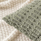 MIULEE Pack of 2 Corduroy Decorative Euro Sham Throw Pillow Covers 24x24 Inch Soft Boho Striped Pillow Covers Modern Farmhouse Home Decor for Summer Sofa Living Room Couch Bed Light Olive Green
