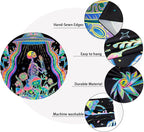 Galoker Blacklight Skeleton Tapestry Fantasy Plant Floral Tapestry UV Reactive Alien UFO Tapestries Galaxy Space Tapestries Wall Hanging for Home Decor(H70.8×W92.5 inches)