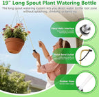 Dreyoo Squeeze Bottle for Hanging Plants, 19" Long Spout Plant Watering Bottle, Easy Squeeze Indoor/Outdoor Watering Can Alternative, Precise Sprinkling for Hanging Baskets, Houseplants, 8oz (Black)