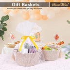 Small Gift Basket Empty Set of 2 - Little Cute Woven Rope Organizer Bins for Baby Shower Gifting, Makeup, Bathroom, Desk, Decorative Vanity - Pre-Shaped, Brown