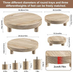 Wood Plant Stand Indoor Outdoor, 12/10/8/6" Round Wood Riser for Decor, Wooden Stool Display Stand Flower Pot Holder Small Planter Tray Modern Potter Decorative for Desktop Counter Room (Natural-4pcs)