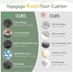 Washable Floor Pillow Cushion for Adults, Meditation Cushion Pillow, Removable Tufted Blended Corduroy Cover, Large Square Floor Sitting for Tatami Living Room or Yoga, 2Pack, Machine Washable