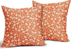 Orange Floral Pillow Covers 24x24 Set of 2 Vintage Rustic Old Style Cute Small Flower Print Decorative Outdoor Pillowcases Farmhouse Throw Cushion Case Decor for Couch Sofa Bed