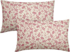 Light Pink Floral Pillow Covers 12x20 Set of 2 Vintage Rustic Old Style Cute Small Flower Pink Cream Print Decorative Outdoor Pillowcases Farmhouse Throw Cushion Case Decor for Couch Sofa Bed