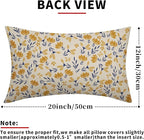 Navy Blue Yellow Floral Pillow Covers 12x20 Set of 2 Vintage Rustic Old Style Cute Small Flower Print Rectangle Decorative Outdoor Pillowcases Farmhouse Throw Cushion Case Decor for Couch Sofa Bed