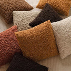 Foindtower Set of 2 Curly Teddy Wool Pillow Covers Decorative Boucle Textured Lumbar Throw Pillow Faux Fur Sherpa Pillowcases Sheepskin Fuzzy Cushion Case for Sofa Bedroom Car 12"x20" Orange