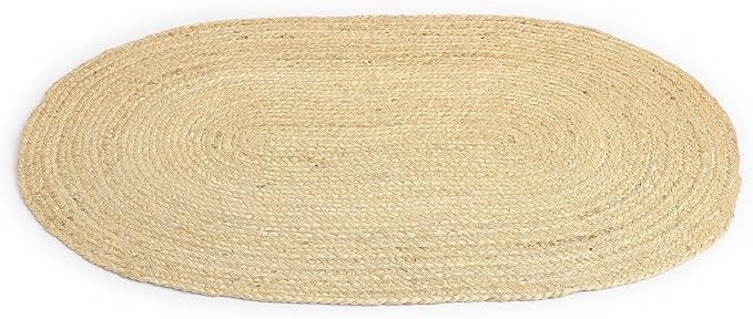 · REDEARTH · Oval Area Rug - 2'x3' Braided Natural Jute with Non-Skid Backing - Handwoven Boho Rug for Bedroom, Kitchen, Living Room - Farmhouse Aesthetic Home Decor - Durable Handmade Rug
