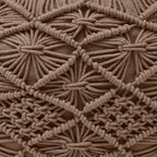 Ornavo Home Pouf Ottoman Foot Rest - 100% Cotton Pouffe - Hand Knitted Macrame Braid - Boho Round Stuffed Ottoman for Living Room, Bedroom - Taupe/Brown