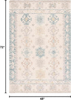 SAFAVIEH Micro-Loop Collection Accent Rug - 4' x 6', Ivory & Blue, Handmade Boho Rustic Wool, Ideal for High Traffic Areas in Entryway, Living Room, Bedroom (MLP476M)