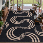 Tangsoo Easy Jute Rug 6x9 Washable Area Rugs for Living Room,Non Slip Indoor Outdoor Carpet,Farmhouse Modern Black Large Throw Mat for Office Balcony Backyard Dining Room Sunroom