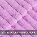 Pack of 2 Faux Fur Fall Throw Pillow Covers 24x24 Inch, Soft Plush Striped Neutral Couch Pillow Cover, with Velvet Back Modern Home Decor for Sofa Living Room Couch Bed Purple