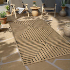 Lahome Neutral Geometric Easy Jute Entryway Rug, 3x5 Washable Outdoor Patio Porch Rug, Farmhouse Rhombus Non Slip Non Shedding Nature Indoor Outdoor Carpet for Kitchen Balcony Foyer