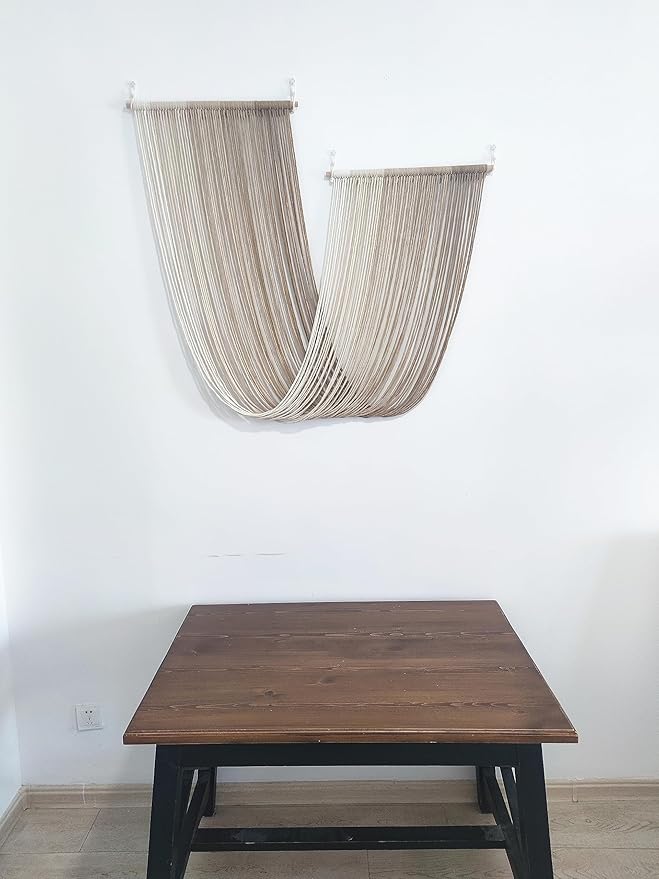 QULBUJ Dip Dye Large Macrame Wall Hanging Tie-Dye Yarn Tapestry Home Boho Wall Decor Ombre Art Headboard Bedroom Living Room 52" Wx34 L,Brown