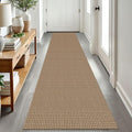 EARTHALL Woven Runner Rug 2x8 Ft Washable Runners for Hallways Cotton Non Slip Rubber Backed Kitchen Runner Braided Indoor Floor Carpet for Entryway, Hallway, Kitchen, Bedroom, Orange/Tan/Brown