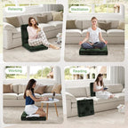 Floor Pillow, 22x22 Tufted Floor Cushion for Adults, Square Large Meditation Cushion Pillow, Green Corduroy Sitting with Handle, Yoga Seating for Tatami, 1Pack