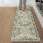 GENIMO Kitchen Mats for Floor, Washable Anti Fatigue Mat for Cushioned, 17.3"x59", Waterproof Kitchen Rugs, Non Slip Foam Comfort Standing Mat Rug for Home, Runner, Sink, Laundry, Light Green