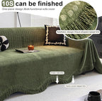 ROOMLIFE Green Couch Cover Sofa Covers, Chenille Couches Covers for 3 Cushion Sofas, Non Slip Soft Breathable Sofa Slipcovers for Pet, Washable Furniture Protector with Tassel,71''X134”