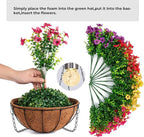 Artificial Faux Hanging Plants Flowers Basket for Summer Outdoor Outside Decorations,Fake Silk UV Resistant Look Real,Realistic Ferns for Outdoors for Porch Garden Decor,12 Bundles (Blue Red Purple)