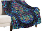 Boho Mandala Throw Blanket Colorful Hand Bohemian Blanket for Sofa Bed Couch Chair Or Dorm 50"x60"