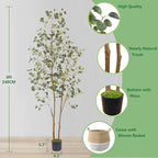 Artificial Eucalyptus Tree, 8ft Large Fake Silk Leaves Eucalyptus Plant with Basket, 96” Faux Tree for Home Office Livingroom Floor Decor Indoor Outdoor