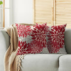 Red Christmas Pillow Covers 24X24 Inch Set of 2, Dahlia Flower Spring Summer Floral Cream Decorative Throw Pillow Covers Outdoor Modern Farmhouse Cushion Case for Home Couch Sofa Bed Decor