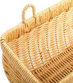 ZEAYEA Set of 2 Cute Small Wall Hanging Basket, Hand-Woven Hanging Organizer Basket for Onion Garlic, Boho Plastic Fruit Storage Baskets with Hanger for Kitchen Bathroom Laundry Living Room Home Decor