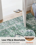 AMADA HOMEFURNISHING 2'6"x10' Washable Area Rug, Low-Profile Entryway Rug with Non-Slip Backing & Durable Edge Binding, Vintage Rug Pattern, Small Rugs for Entryway, Kitchen & Living Room