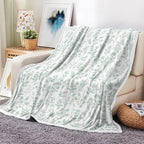 Floral Fuzzy Blanket Green Floral Throw Blanket, Botanical Flowers Blankets, Soft, Flannel, Warm, Boho Flowers Bed Blankets All Season for Couch Bedroom Living Room 60X70 Inch