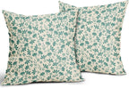 Aqua Floral Pillow Covers 22x22 Set of 2 Vintage Rustic Old Style Cute Small Flower Cream Print Decorative Outdoor Pillowcases Farmhouse Throw Cushion Case Decor for Couch Sofa Bed