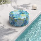 Indoor/Outdoor Inflatable Ottoman D21 x H9 inch, Round Footstool Inflatable Foot Rest Ottoman with Handle, Portable Ottomans Pouf for Patio, Garden, Camping, Home, Dahlia Blue