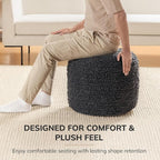 Anji Mountain Pouf Ottoman Foot Rest, Handmade Ottoman Pouf, Comfortable Foot Stool, Decorative Floor Seating for Living Room Decor, Bedroom & Home Décor Accent - Midnight Curl
