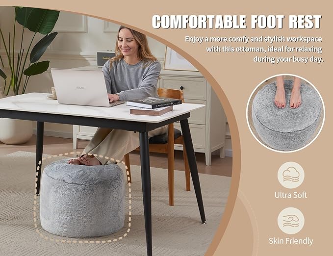 Pouf Ottoman Foot Stool Ottomans Foot Rest for Couch Small Ottoman Pouf Poof Ottomans for Living Room Poofy Footstools Foot Rest for Chair Hassocks 20"x15" Khaki