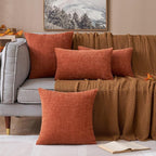 MIULEE Pack of 2 Couch Throw Pillow Covers 20x20 Inch Soft Burnt Orange Chenille Pillow Covers for Sofa Living Room Solid Dyed Pillow Cases