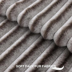 Pallene Faux Fur Plush Throw Pillow Covers 20x20 Set of 2, Luxury Soft Fluffy Striped Decorative Pillow Covers for Sofa, Couch, Living Room, Ombre Coffee