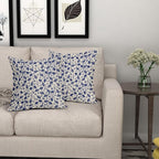 Navy Blue Floral Pillow Covers 18x18 Set of 2 Vintage Rustic Old Style Cute Small Flower Blue Cream Print Decorative Outdoor Pillowcases Farmhouse Throw Cushion Case Decor for Couch Sofa Bed