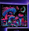 TUGCAY Blacklight Mushroom Tapestry, Glow In The Dark Tapestry Black Light Plant Fantasy UV Reactive Mushroom Butterfly Moon Tapestries Posters Wall Hanging for Bedroom Dorm Decor(60"x80")