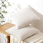Softalker Throw Pillow Covers 18x18 Inch, Set of 2, Soft Corduroy Boho Stripe Decorative Pillow Cover, Couch Fluffy Pillow Cover for Farmhouse Home Decor Bed Living Room, Beige