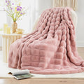 NEXHOME PRO Faux Fur Throw Blanket Pink, Luxury Soft Decorative Cozy Plush Long Shaggy Fluffy Blanket for Sofa Couch Bed Living Room, Reversible Puffy Thick Warm Blanket for Winter, 50"X60"